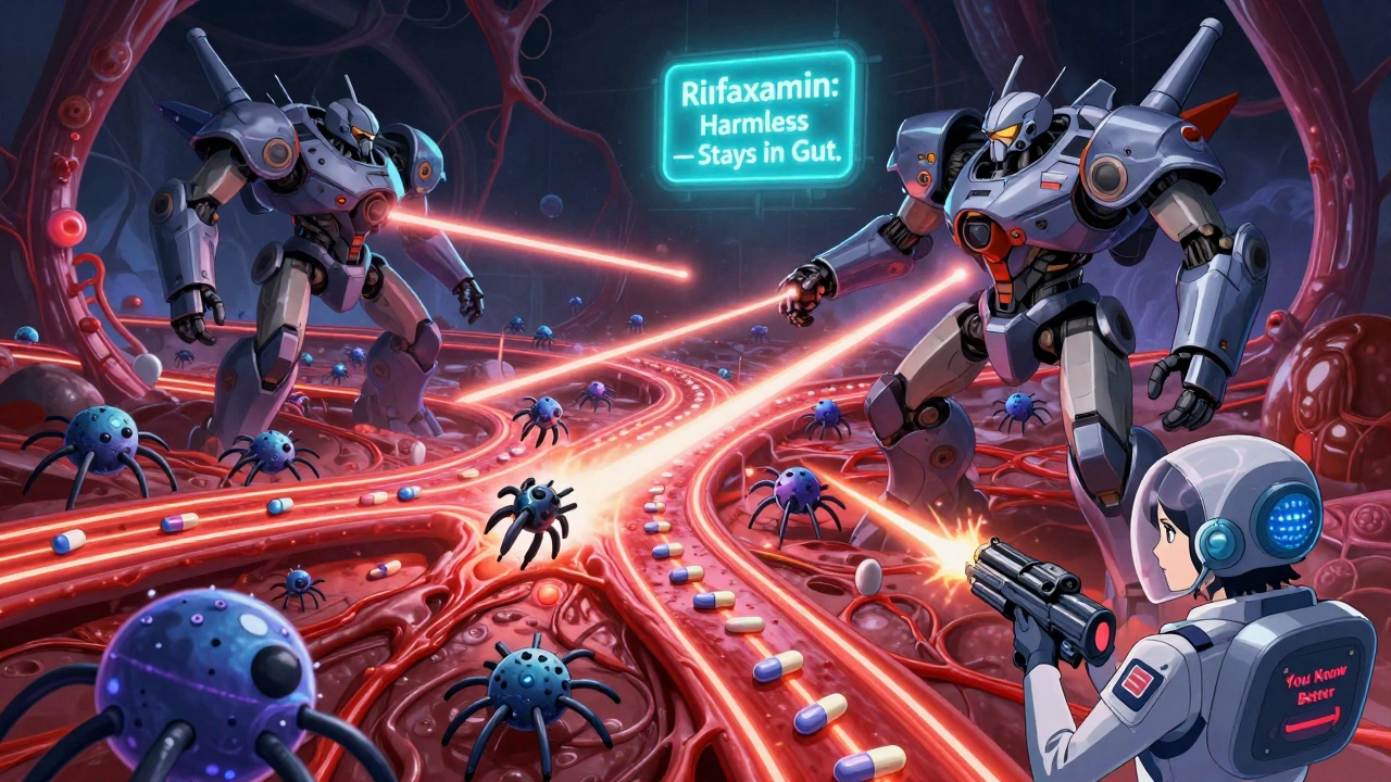 Inside a human body, mecha-pills defend against antibiotic drones — only two massive enemy mechs labeled &#039;Rifampin&#039; and &#039;Rifabutin&#039; threaten birth control hormones.