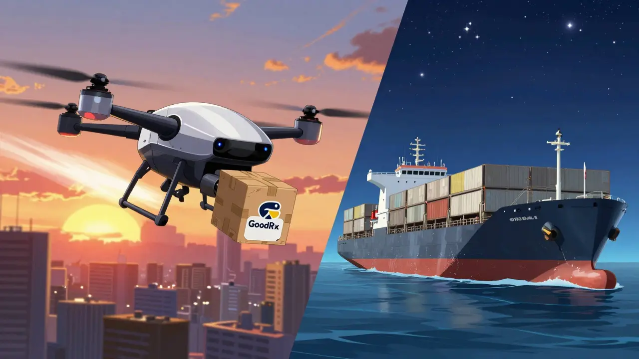 Domestic drone vs international ship for medicine delivery