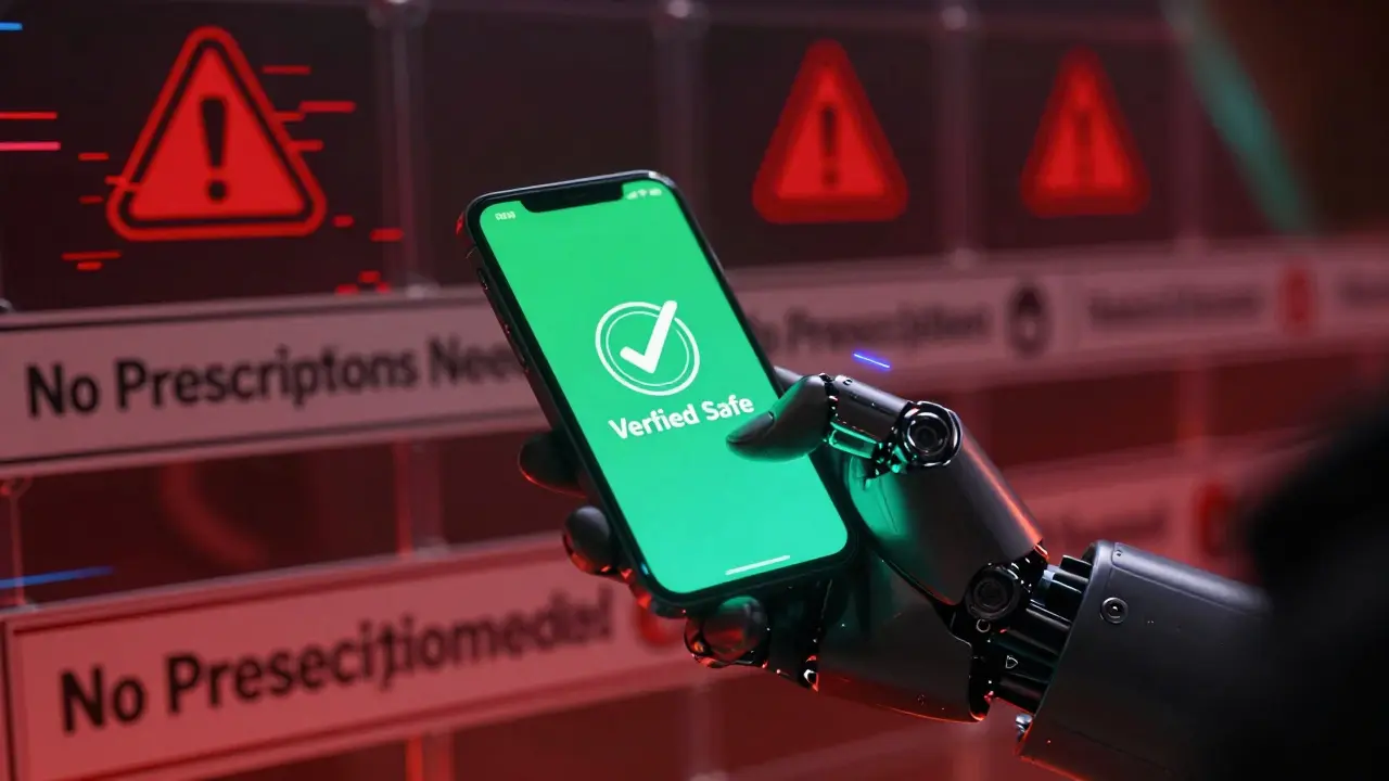 Secure digital interface blocking fake pharmacy warnings