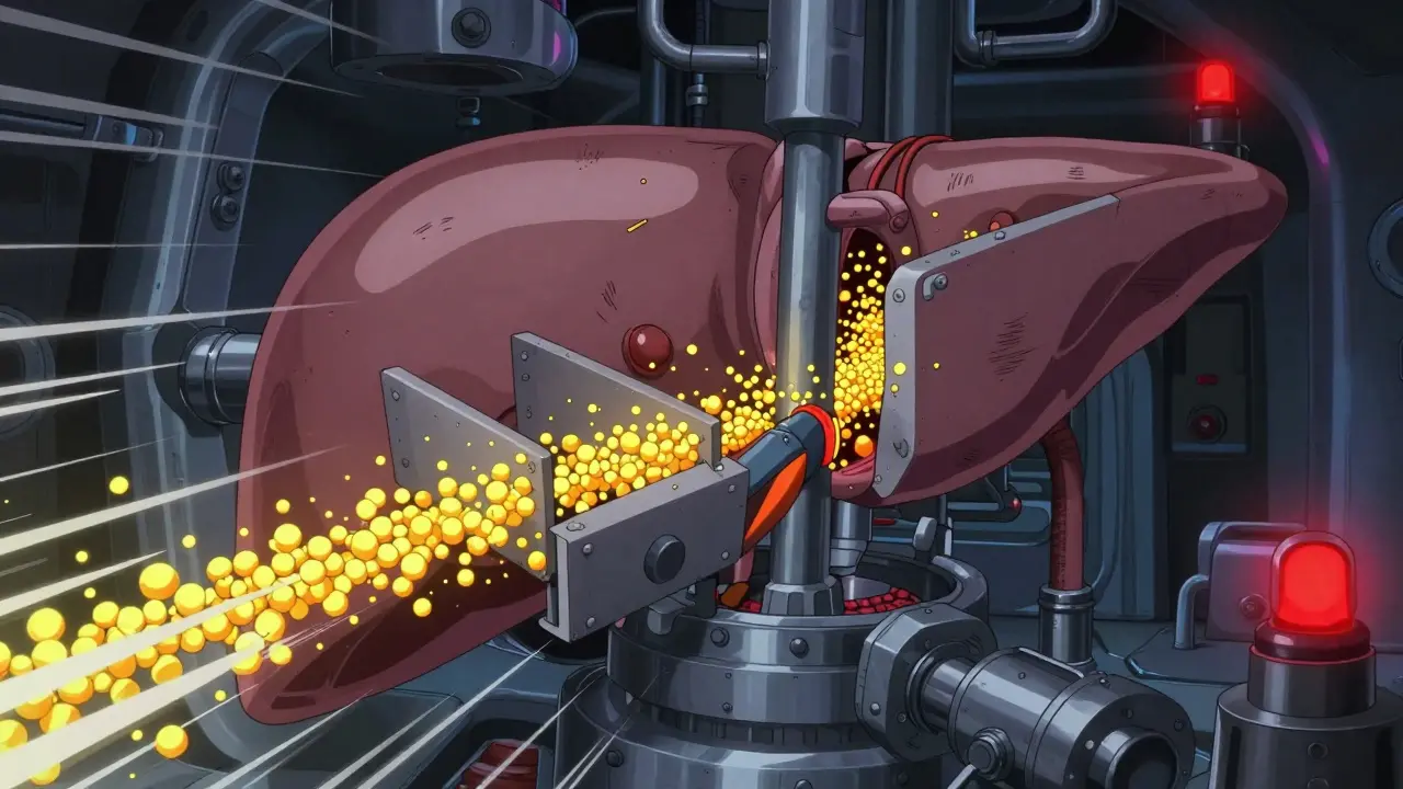 Mechanical liver blocking drug metabolism flow